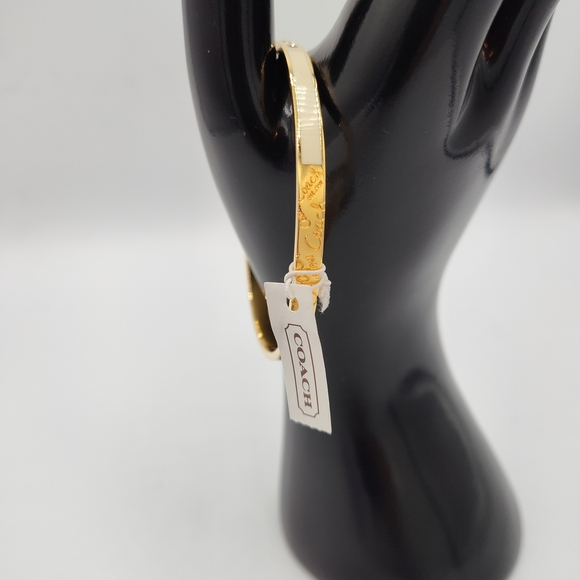 NWT Coach Gold Bangle Bracelet with CZ And Enamel Detail, Dust Bag Included - Picture 4 of 6
